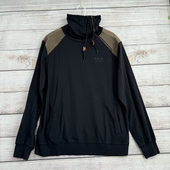 Firetrap Cowl Neck Zip Commando Shirt Men's Size XXL Black/Olive‎ Green - Picture 1 of 12
